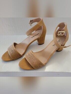 Women's Mustard Yellow Block Heel Sandals with Ankle Strap
